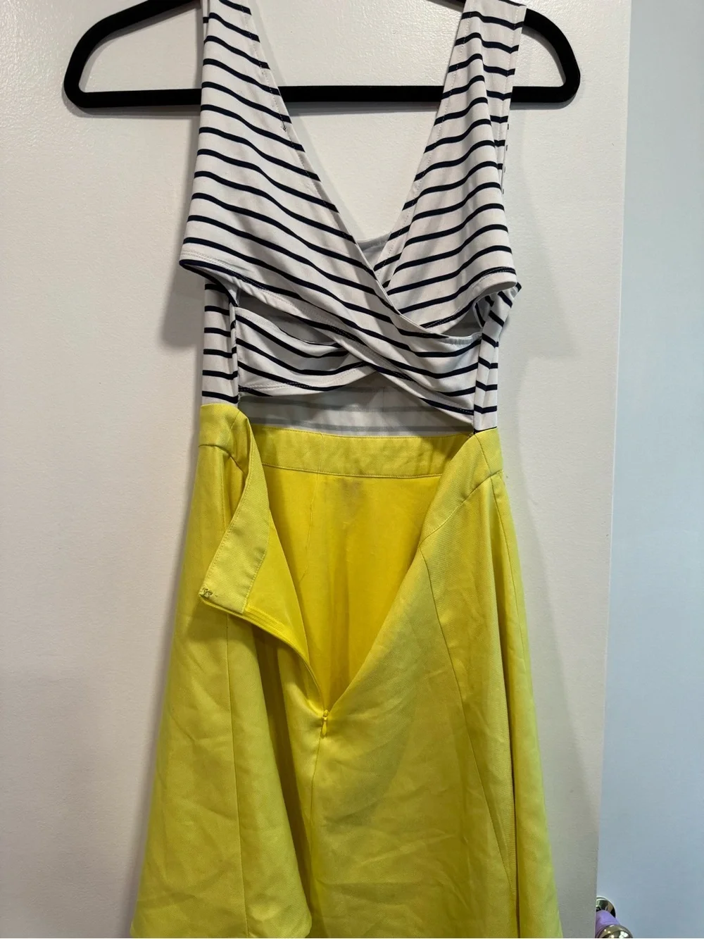 Striped Bodice Yellow Skirt Dress